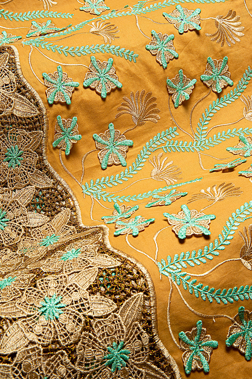 PSL075-GLD - Premier Swiss Voile Lace, Handcut Appliqué - Gold