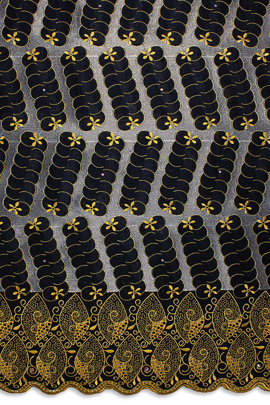 PSL076-BLK - Premier Swiss Voile Lace - Black, Bronze & Silver Ash