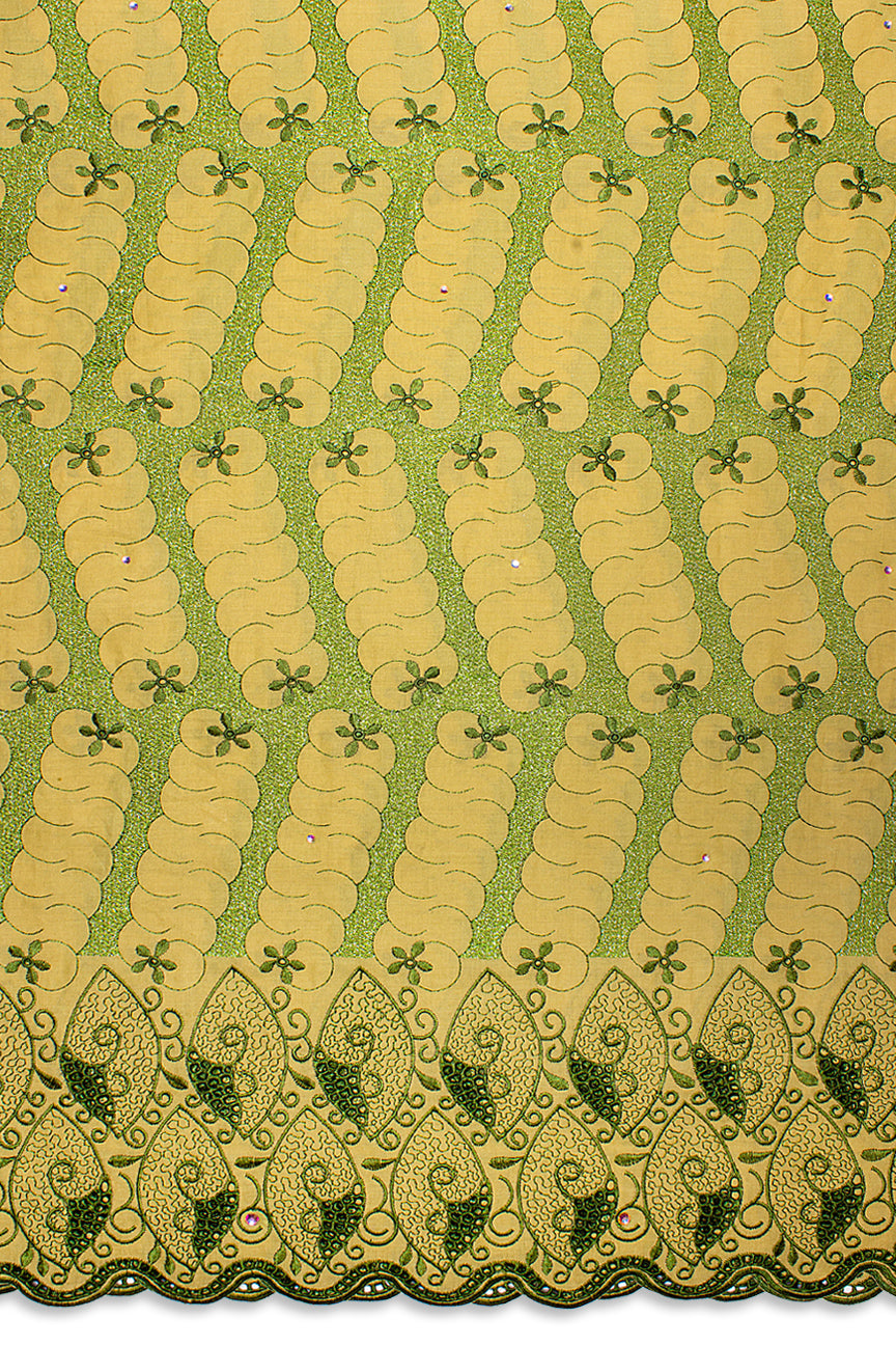 PSL076-GDG - Premier Swiss Voile Lace - Antique Gold & Green