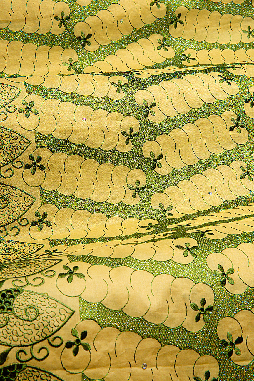 PSL076-GDG - Premier Swiss Voile Lace - Antique Gold & Green