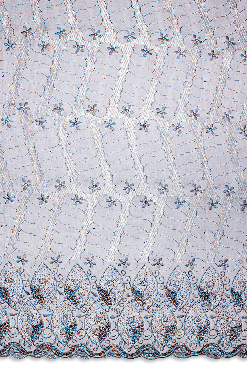 PSL076-GRY - Premier Swiss Voile Lace - Grey & Silver