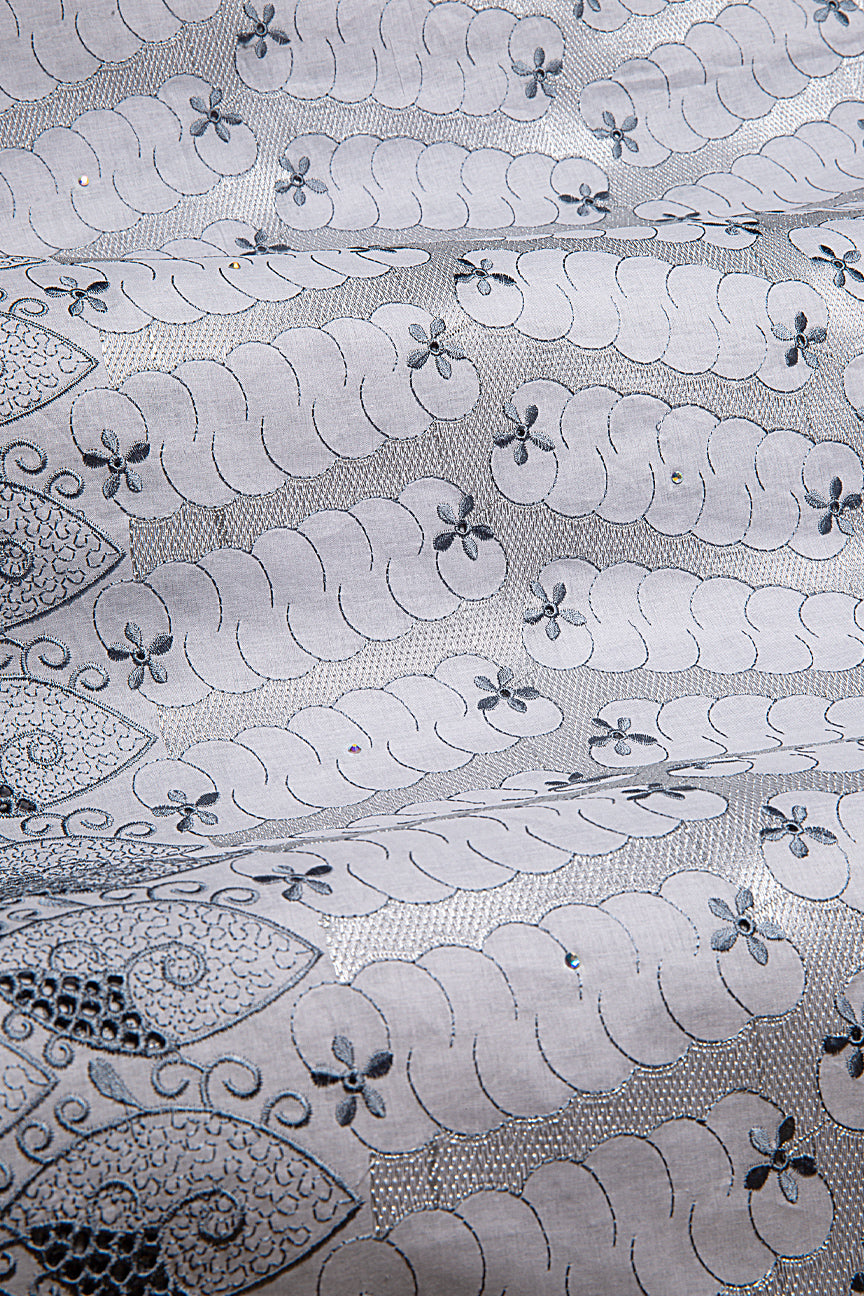 PSL076-GRY - Premier Swiss Voile Lace - Grey & Silver