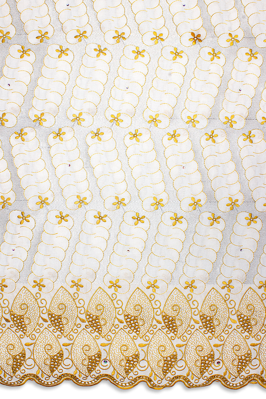 PSL076-WBZ - Premier Swiss Voile Lace - White, Bronze & Silver Ash