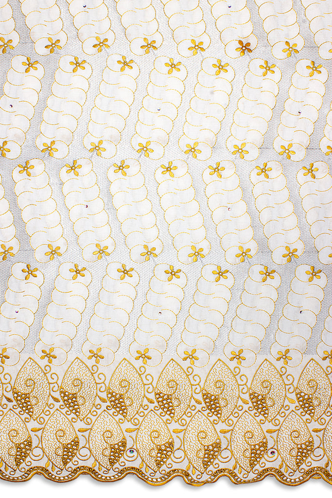 PSL076-WBZ - Premier Swiss Voile Lace - White, Bronze & Silver Ash