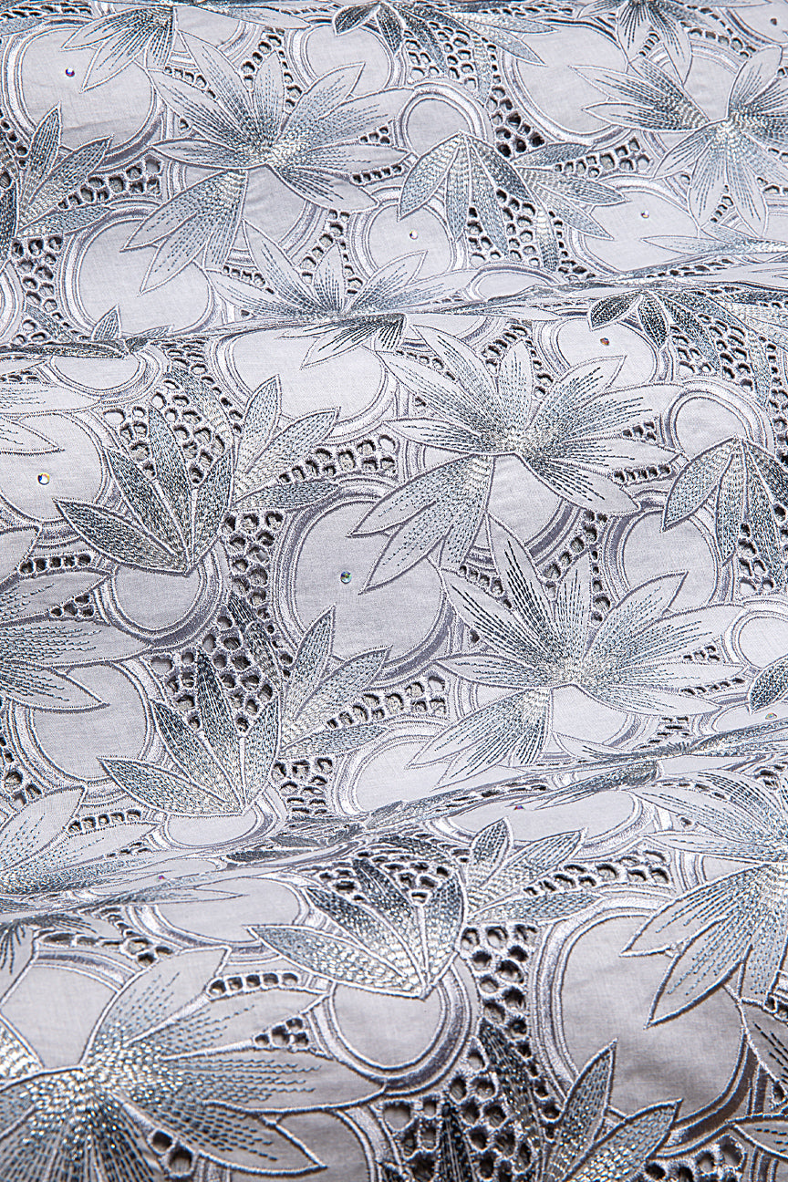PSL077-GRY - Premier Swiss Voile Lace - Grey & Silver