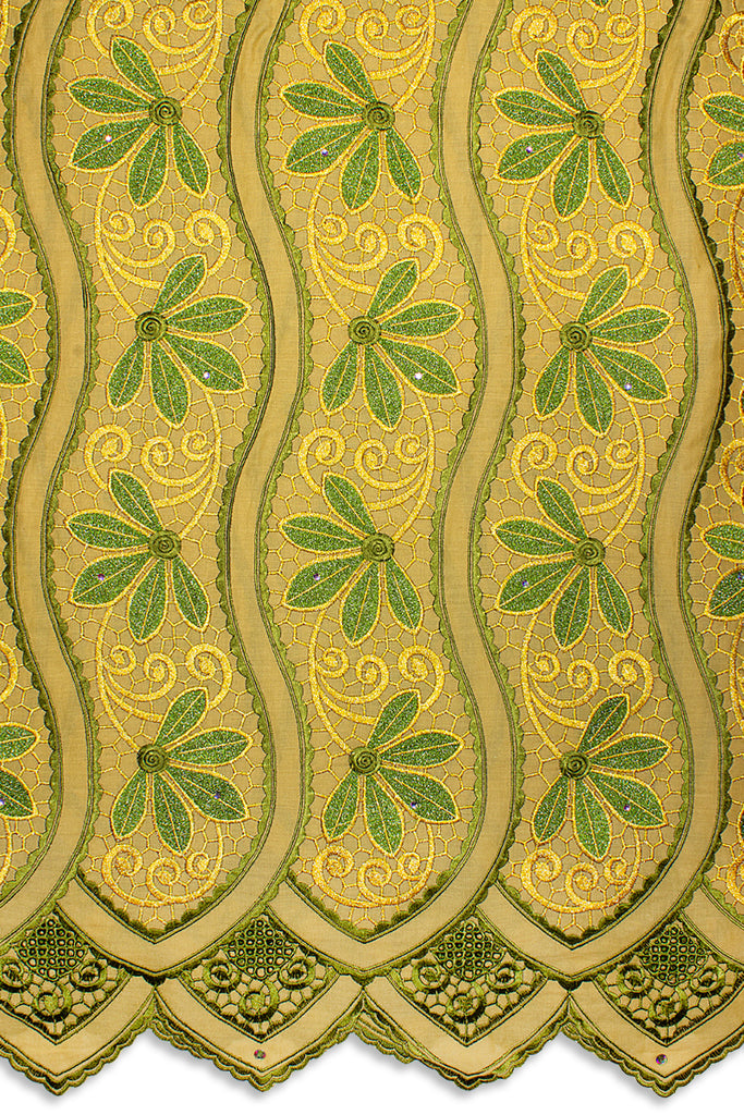 PSL078-GDG - Premier Swiss Voile Lace - Antique Gold & Green