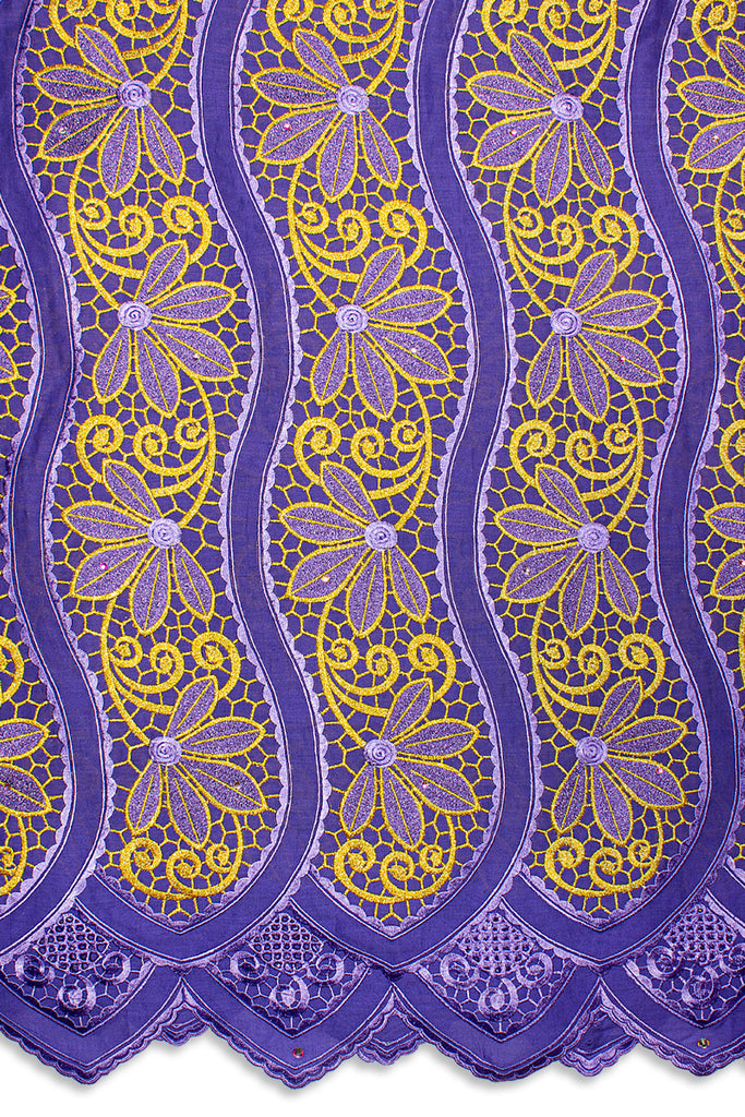 PSL078-LAV - Premier Swiss Voile Lace - Lavender & Gold