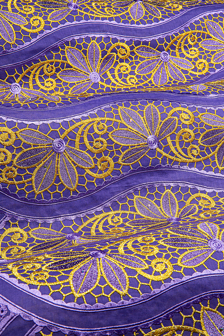 PSL078-LAV - Premier Swiss Voile Lace - Lavender & Gold