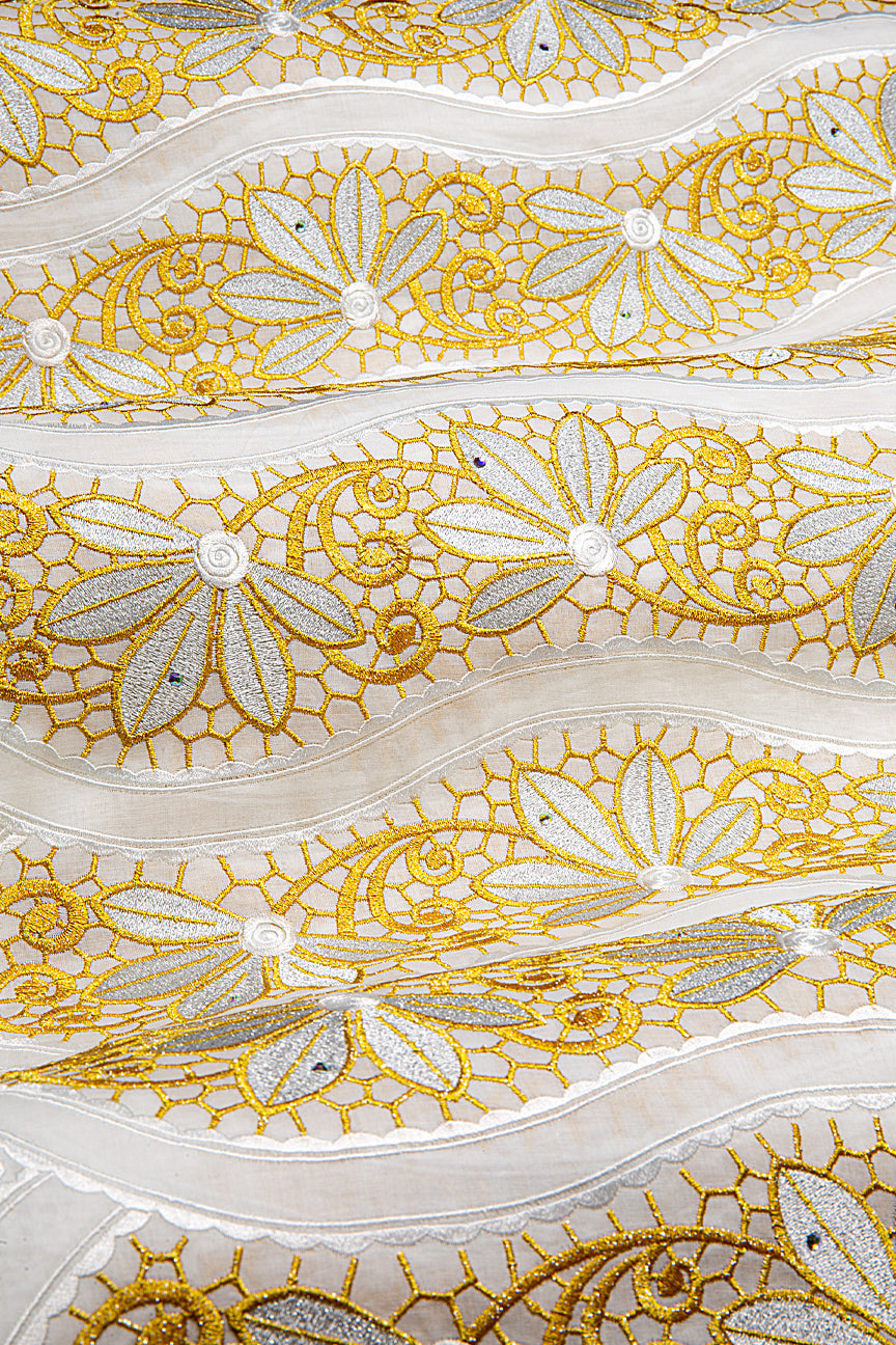 PSL078-WGD - Premier Swiss Voile Lace - White, Gold & Silver