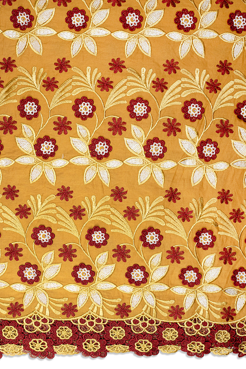 PSL079-SDW - Premier Swiss Voile Lace, Handcut Appliqué - Sand & Wine
