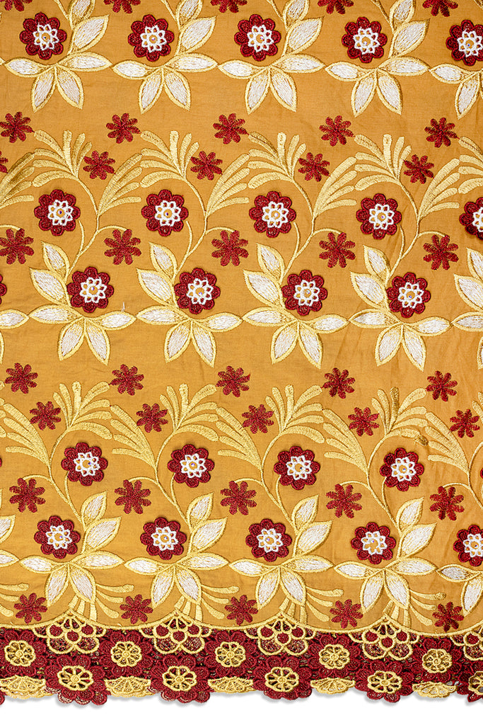 PSL079-SDW - Premier Swiss Voile Lace, Handcut Appliqué - Sand & Wine