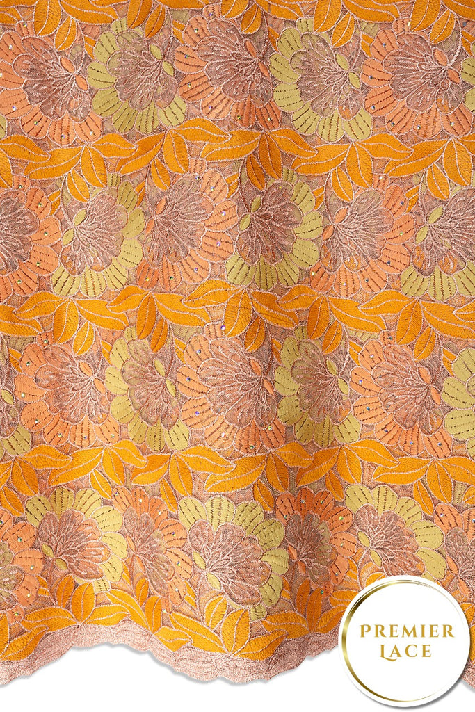 PSL082-PCH - Premier Swiss Net Lace – Peach, Apricot & Beige
