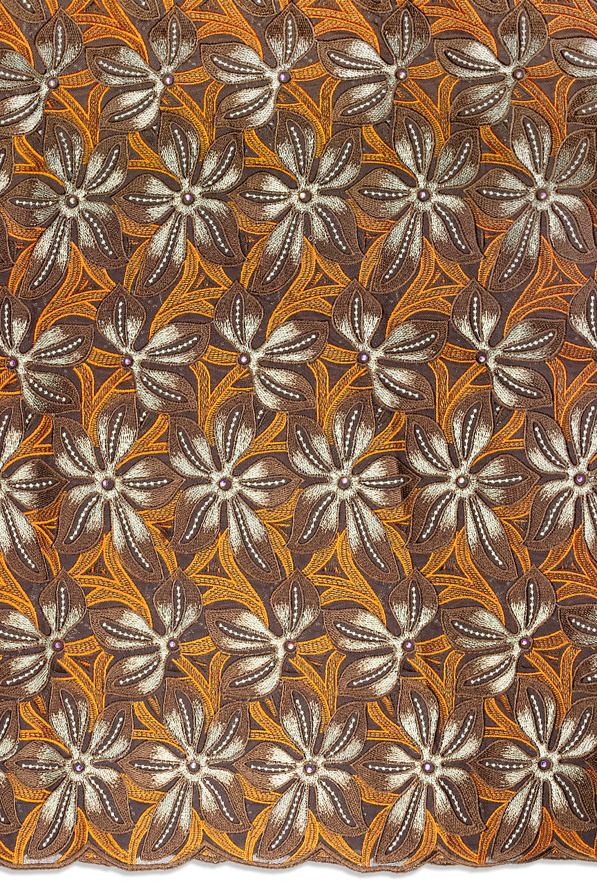 PSL083-CHO - Double Organza Handcut Lace - Chocolate Brown