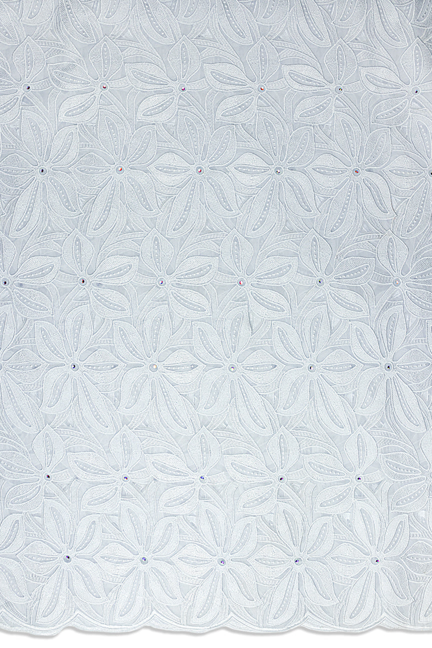 PSL083-WHT - Double Organza Handcut Lace - White