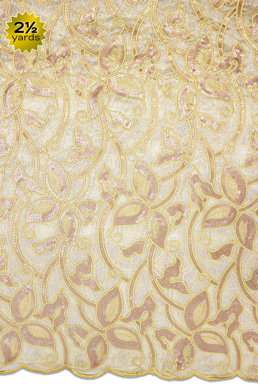 RMT446 - Double Organza Sequined Lace - Champagne & Gold (2½ yards)