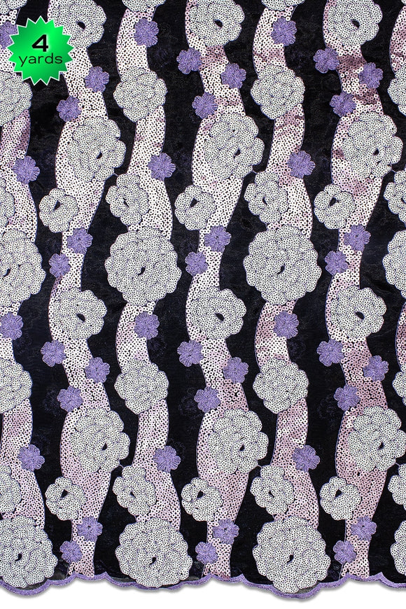 RMT451 - Double Organza Sequined Lace - Black, White & Pink (4 yards)