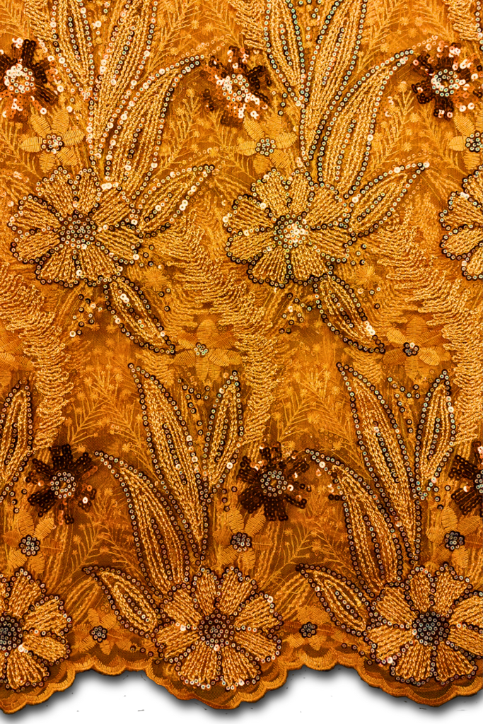 SQL049-ORA - Sequined French Lace - Orange