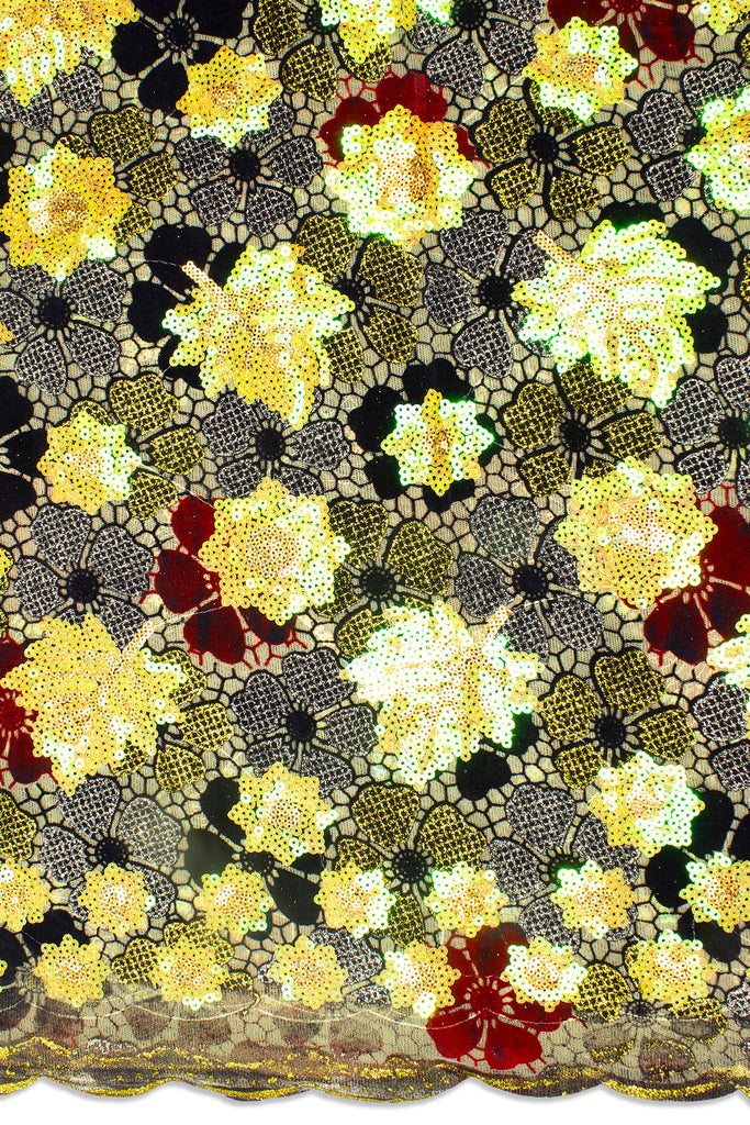 SQL056-A - Sequined Velvet French Lace