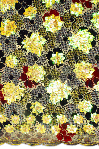 SQL056-A - Sequined Velvet French Lace