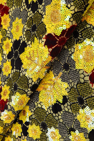 SQL056-A - Sequined Velvet French Lace