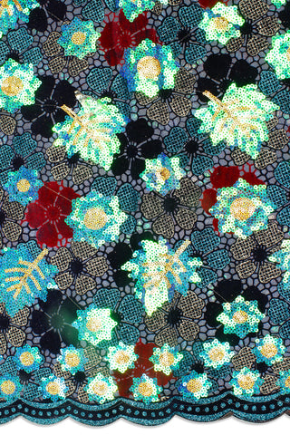 SQL056-C - Sequined Velvet French Lace