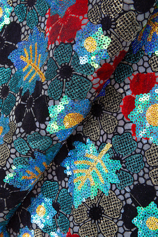 SQL056-C - Sequined Velvet French Lace