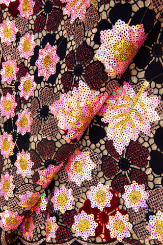 SQL056-D - Sequined Velvet French Lace