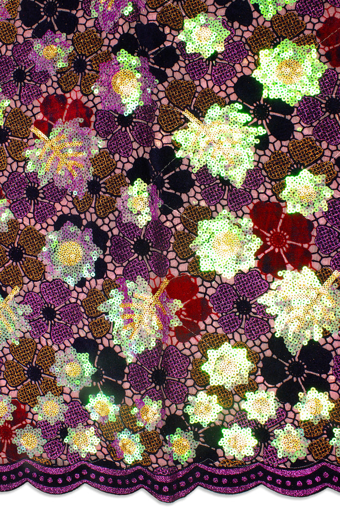 SQL056-E - Sequined Velvet French Lace