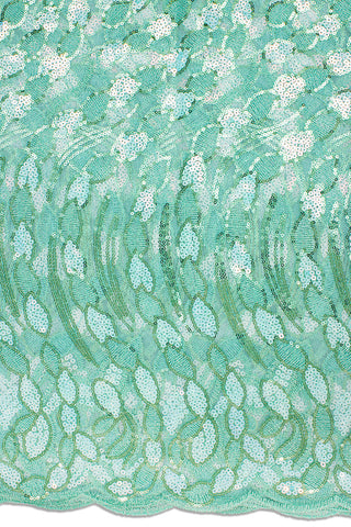 SQL057-MNT - Sequined French Lace - Mint Green