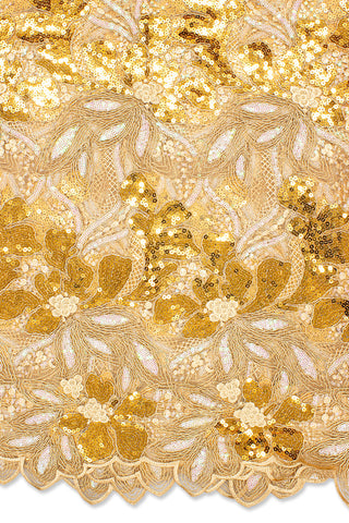 SQL064-GLD - Sequined French Cord Lace - Gold