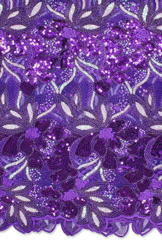 SQL064-PUR - Sequined French Cord Lace - Purple
