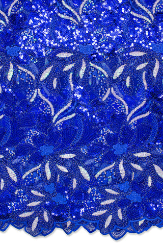 SQL064-RBL - Sequined French Cord Lace - Royal Blue