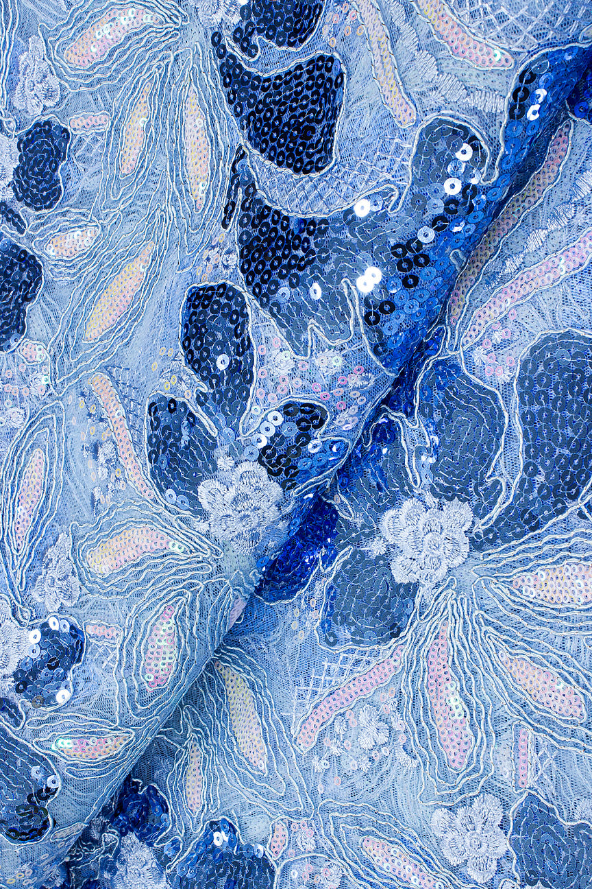 SQL064-SKB - Sequined French Cord Lace - Sky Blue