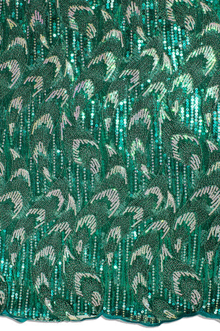 SQL067-BGN - Sequined French Cord Lace - Bottle Green