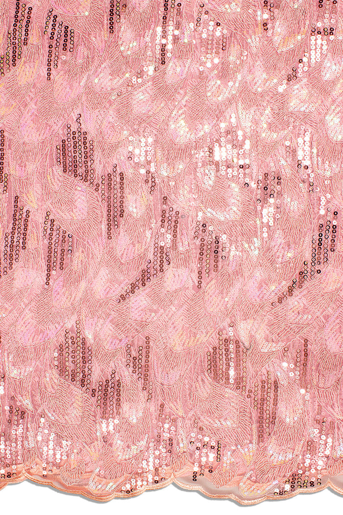 SQL067-BPK - Sequined French Cord Lace - Baby Pink