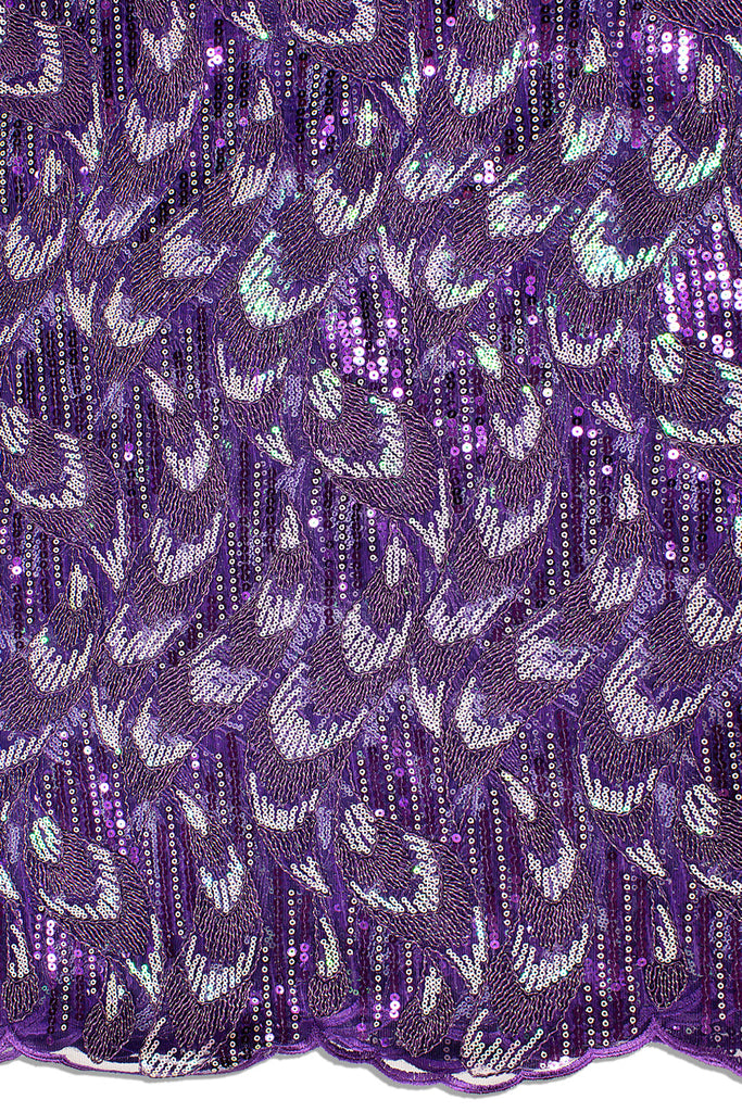 SQL067-PUR - Sequined French Cord Lace - Purple