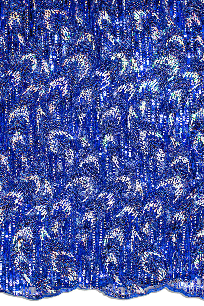 SQL067-RBL - Sequined French Cord Lace - Royal Blue