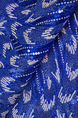 SQL067-RBL - Sequined French Cord Lace - Royal Blue
