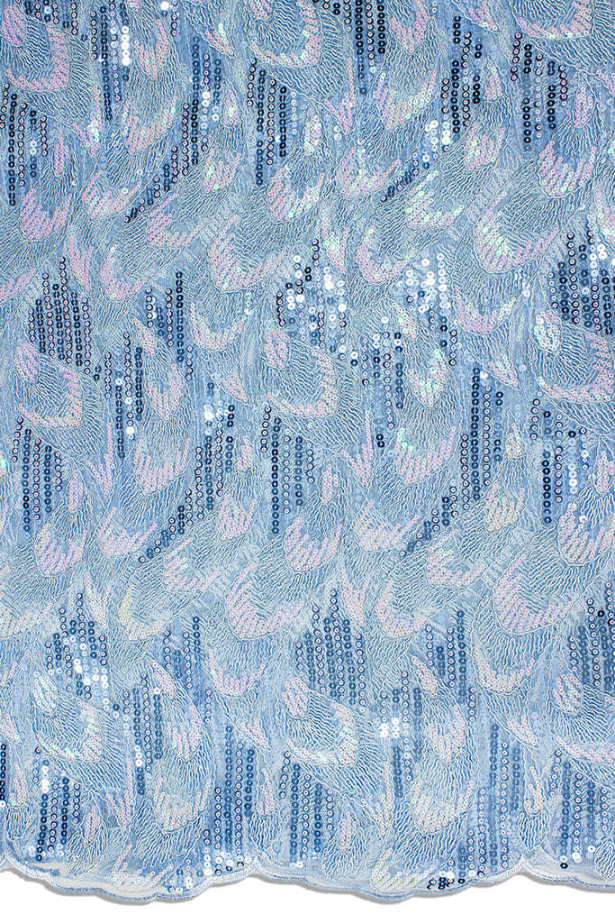 SQL067-SKB- Sequined French Cord Lace - Sky Blue