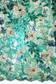 SQL068-MNT - Sequined Metallic Net Lace - Mint & Metallic Gold, Silver