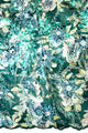 SQL068-TLG - Sequined Metallic Net Lace - Teal & Metallic Gold, Silver