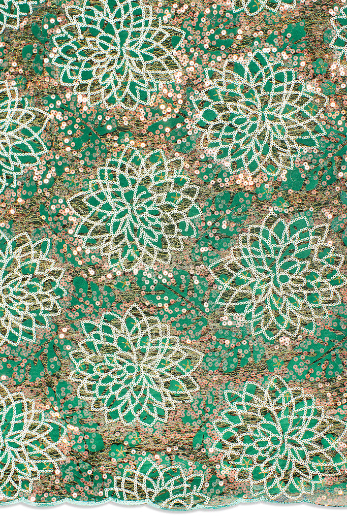 SQL075-SAG - Sequined French Net Lace - Sage Green