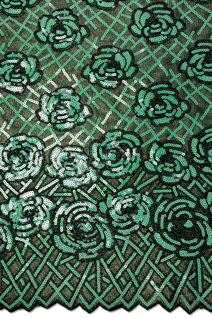 SQL077-EMG - Sequined French Net Lace - Emerald Green