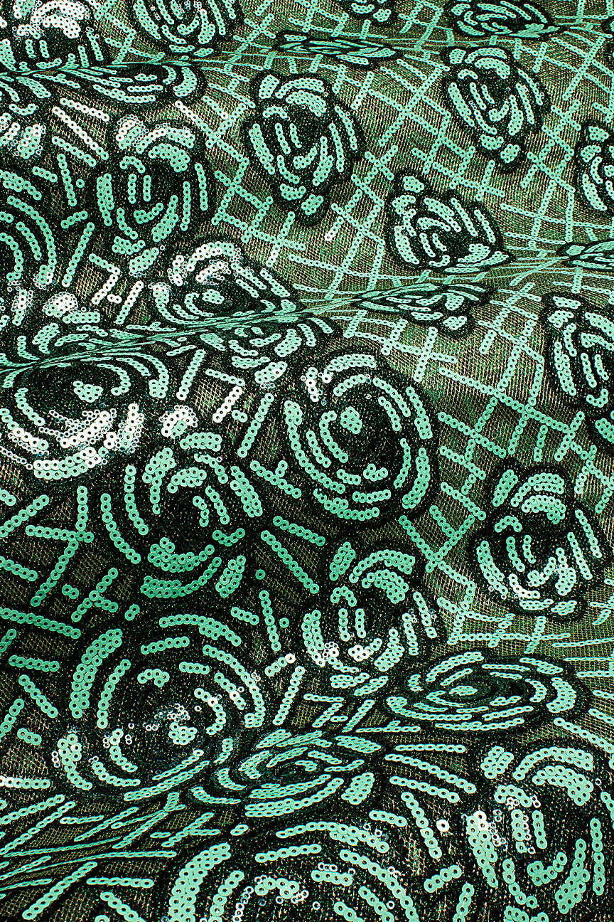 SQL077-EMG - Sequined French Net Lace - Emerald Green