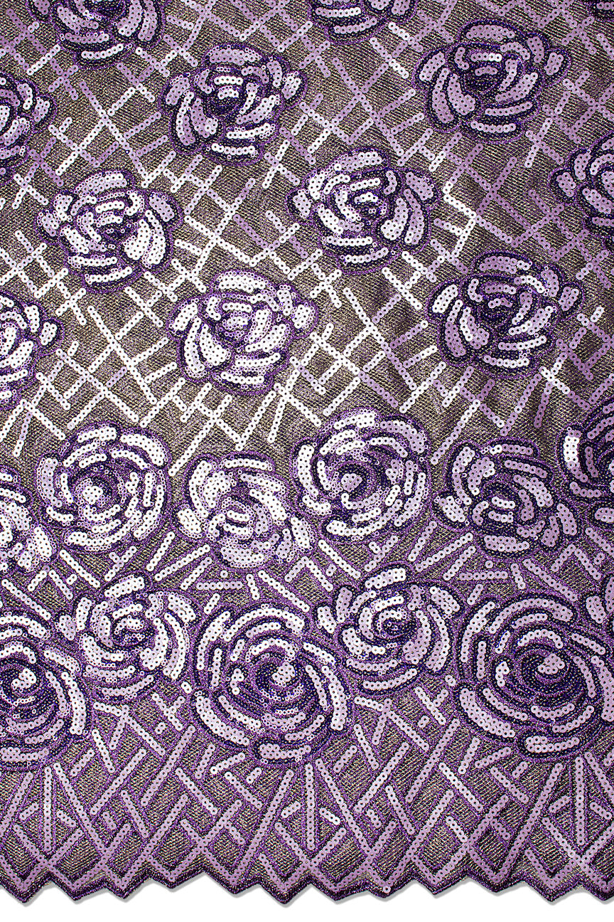 SQL077-LIL - Sequined French Net Lace - Lilac