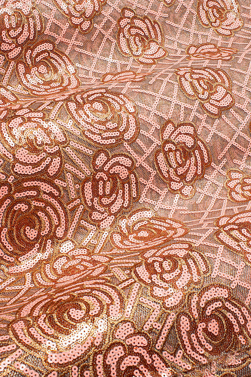 SQL077-PCH - Sequined French Net Lace - Peach