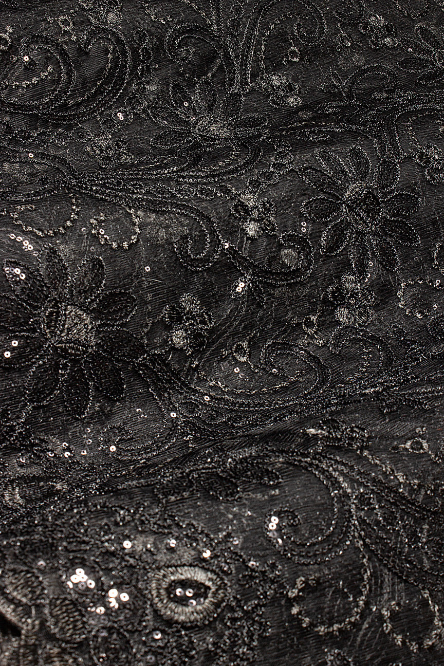SQL078-BLK - Sequined French Net Lace - Black