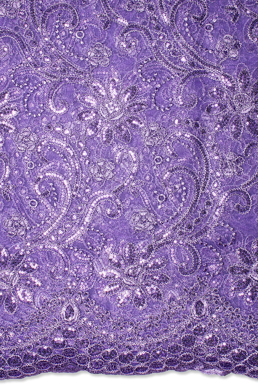 SQL078-LIL - Sequined French Net Lace - Lilac