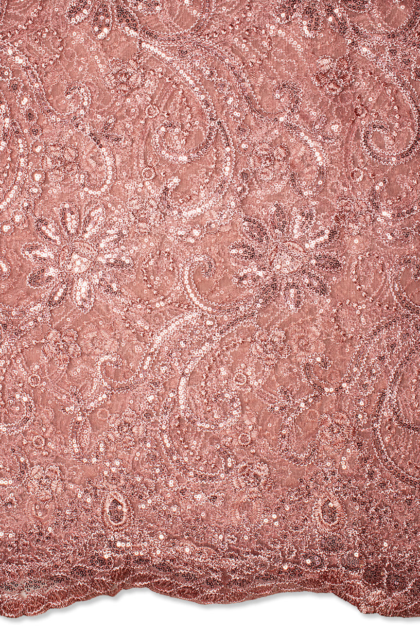 SQL078-ONI - Sequined French Net Lace - Onion Pink