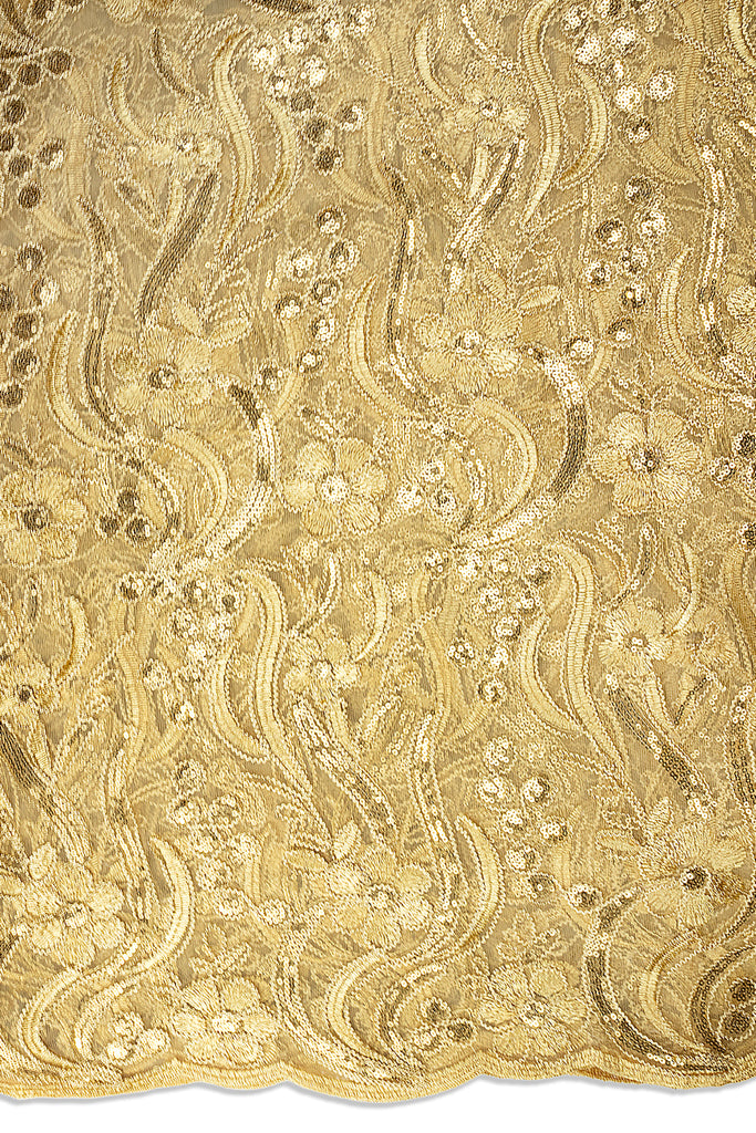 SQL079-GLD - Sequined French Net Lace - Light Gold